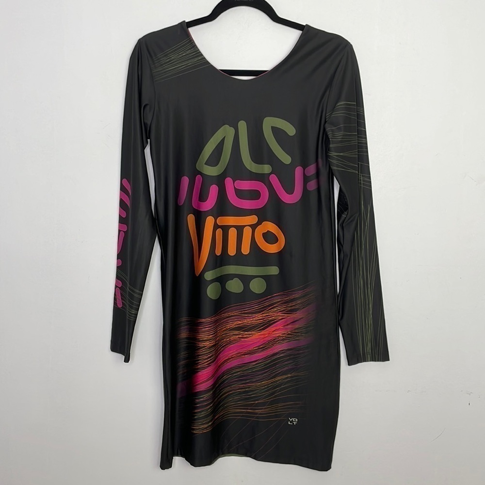 𝅺VOLT design made in Quebec Phoenix artsy stretchy abstract print dress